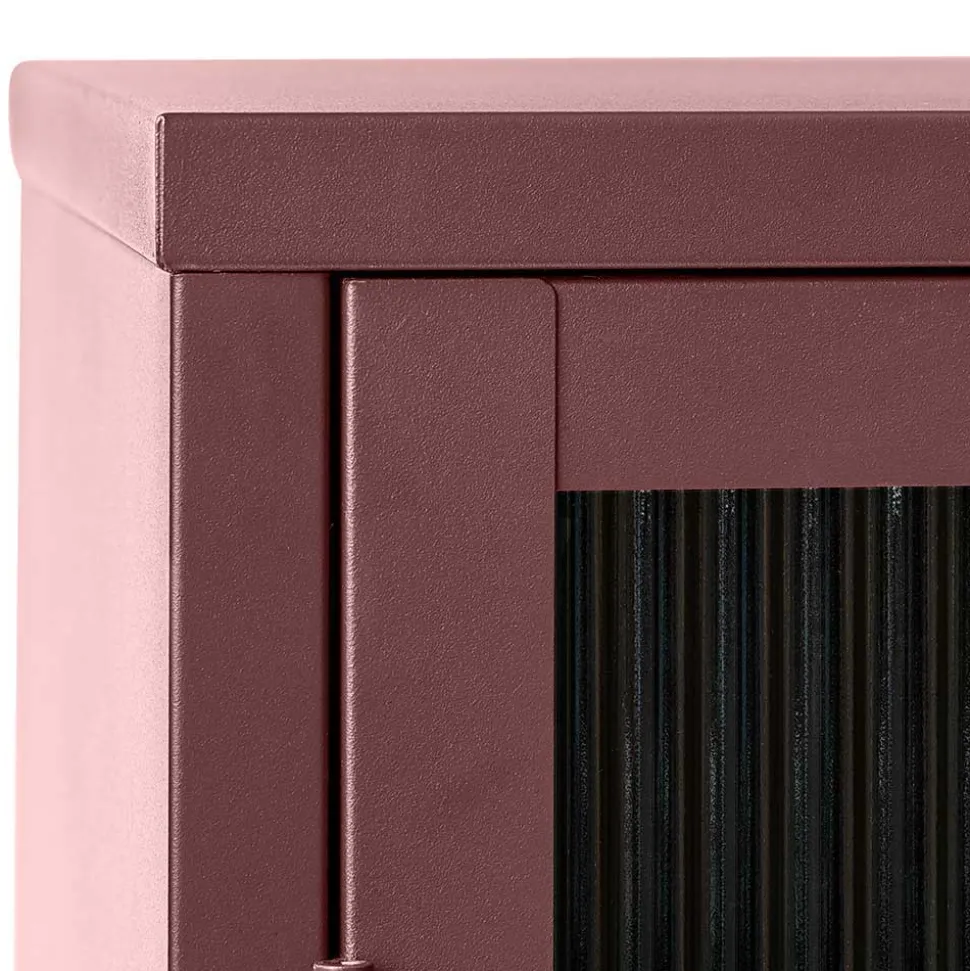 58x160x40 Stahl Vitrinenschrank in Dunkelrot - Enno