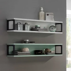 70x17x17 Stahl Wandregal in Weiß & Grau - Ismilav