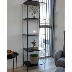 51x170x36 Stahlregal in Schwarz lackiert - Esbessa