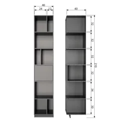 40x210x40 Standregal in Schwarz aus Kiefer - Niwidus