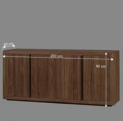 200x90x50 Teak Sideboard in Natur & Schwarz - Myons