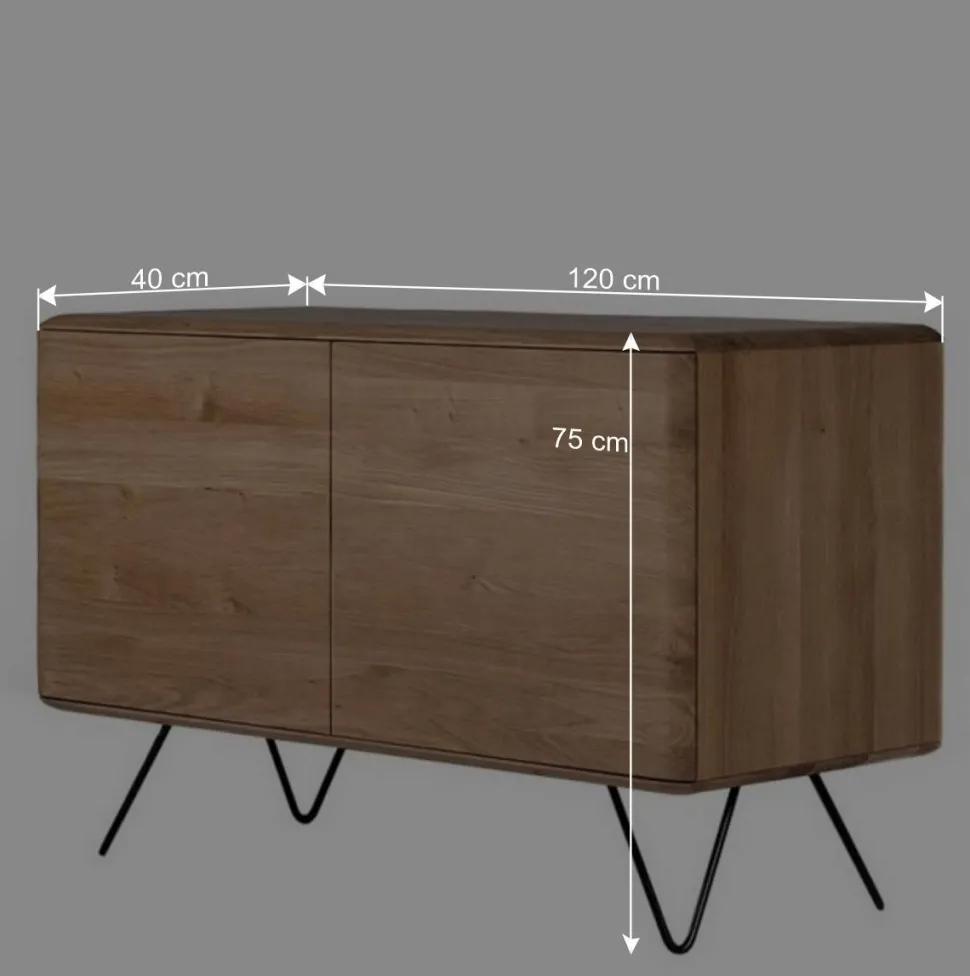 120x75x40 2-türige Kommode aus Eiche geschliffen - Bakaras