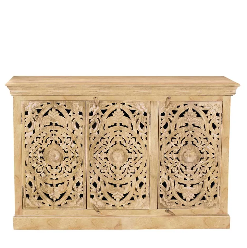 140x90x40 3-türige Kommode mit Schnitzerei - Runiasa