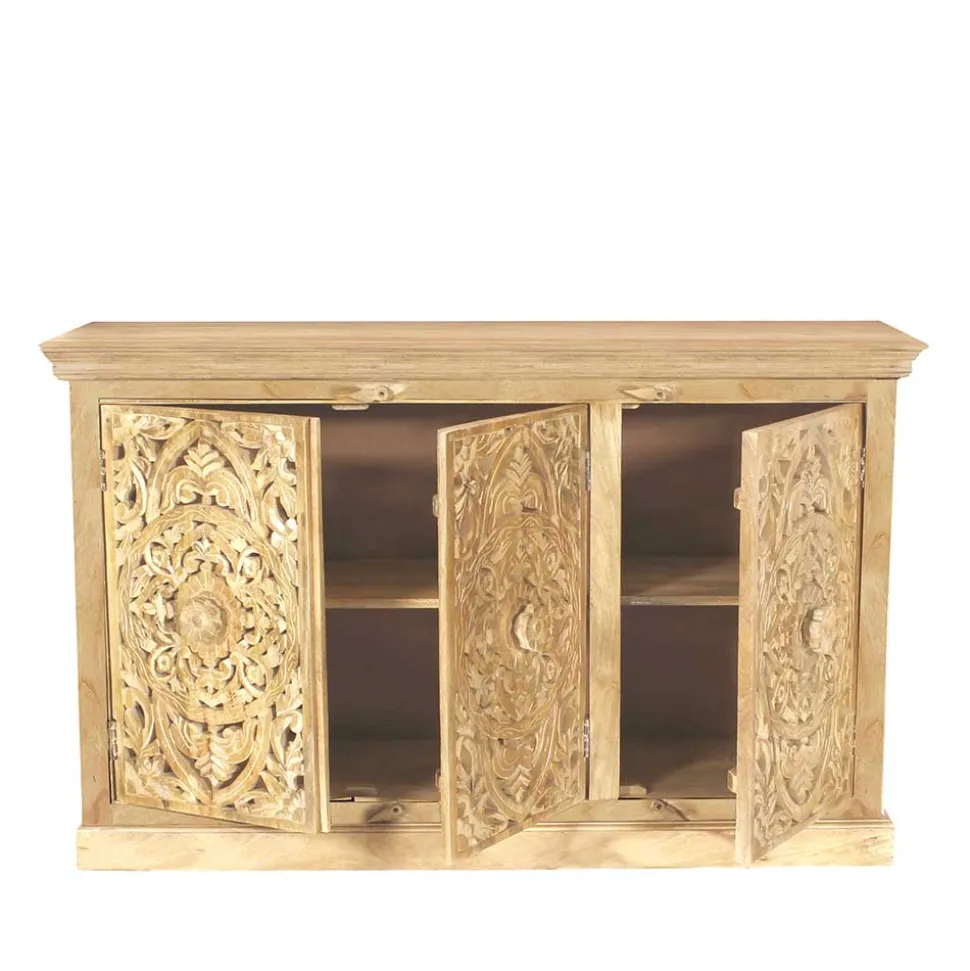 140x90x40 3-türige Kommode mit Schnitzerei - Runiasa