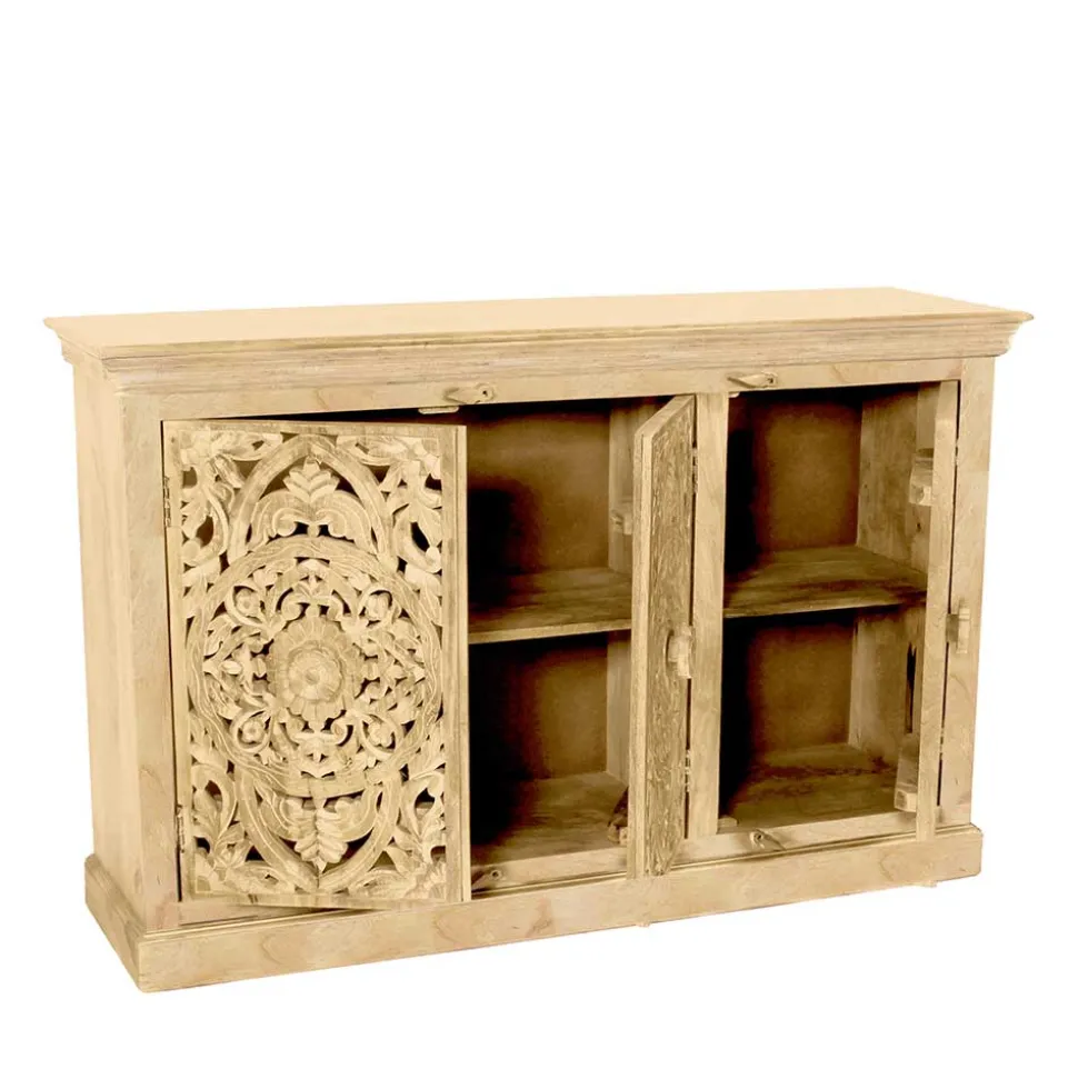 140x90x40 3-türige Kommode mit Schnitzerei - Runiasa