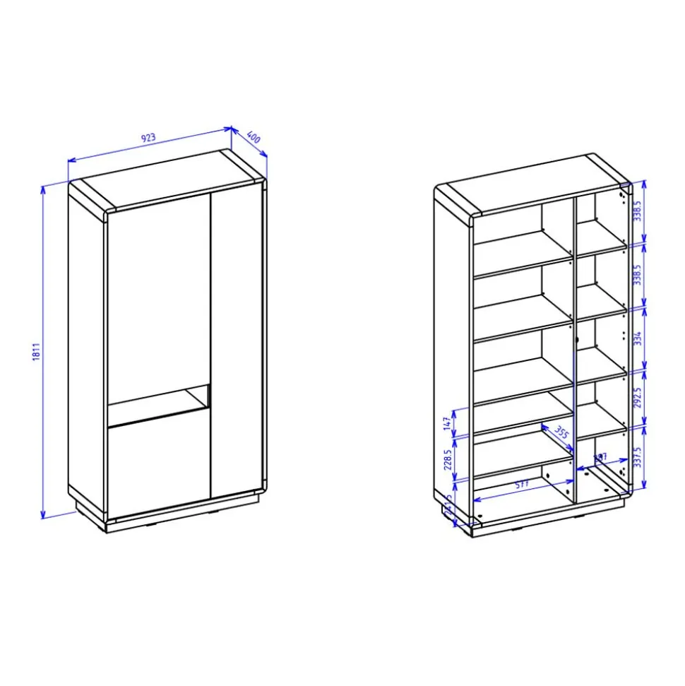 93x181x40 3-türige Schrank mit offenem Fach - Ilunas