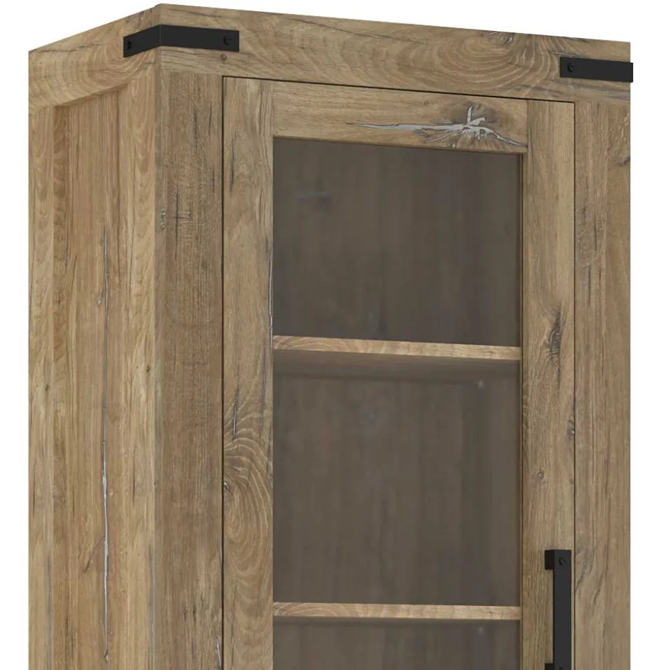 65x200x40 2-türige Vitrine in Eiche Dunkel - Fanos