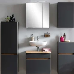 40x135x35 2-türiger Badschrank in Dunkelgrau - Agiruan