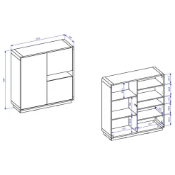122x126x40 2-türiges Highboard mit Fach - Ilunas