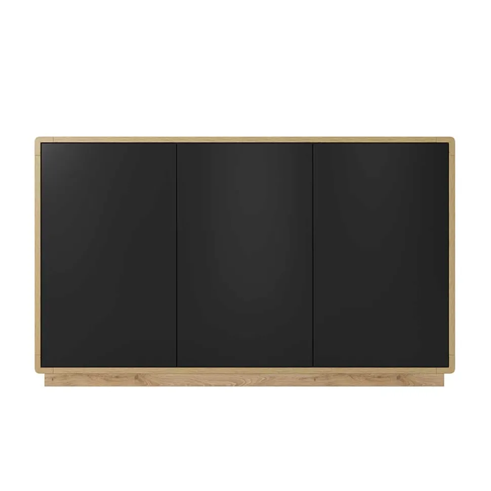 160x75x40 3-türiges Sideboard in Schwarz - Ilunas