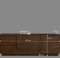 181x63x44 TV Kommode in Holzoptik - Basento
