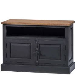 100x70x40 TV Kommode in Schwarz & Teak - Niovan