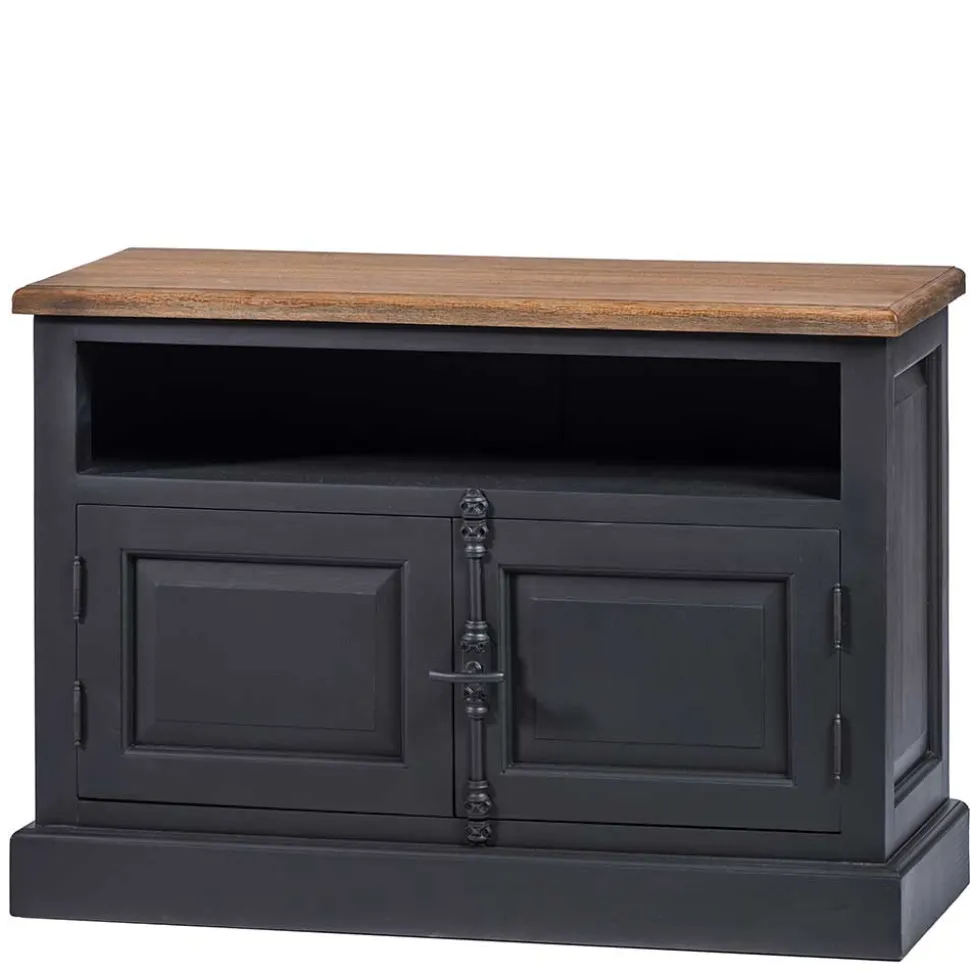 100x70x40 TV Kommode in Schwarz & Teak - Niovan