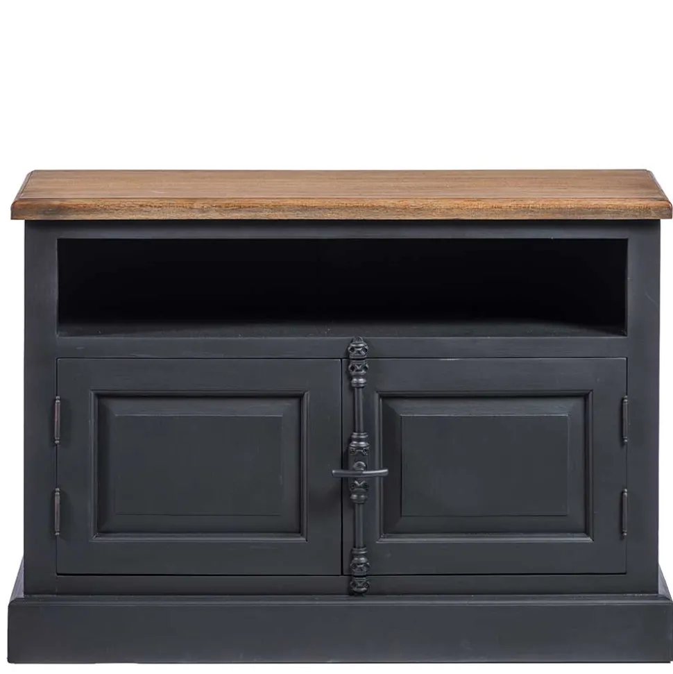 100x70x40 TV Kommode in Schwarz & Teak - Niovan