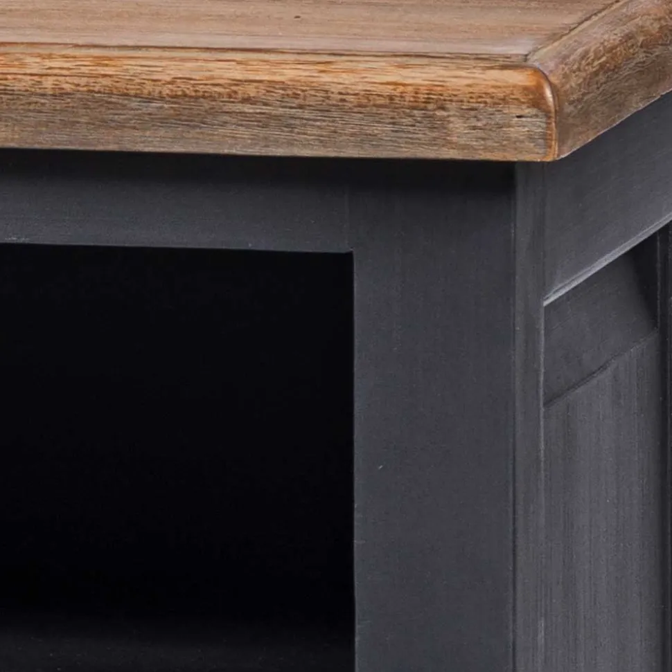 100x70x40 TV Kommode in Schwarz & Teak - Niovan