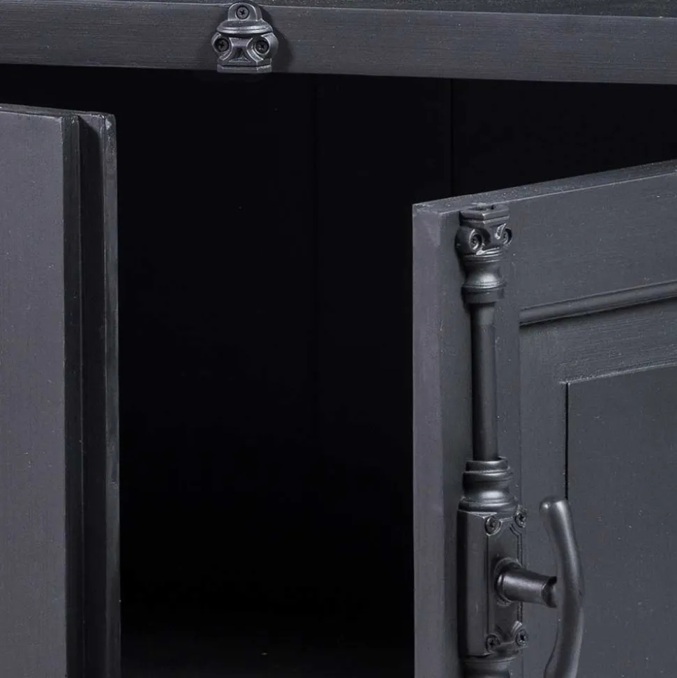 100x70x40 TV Kommode in Schwarz & Teak - Niovan