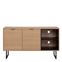 140x76x40 TV Phonoschrank in Eiche & Schwarz - Brausca