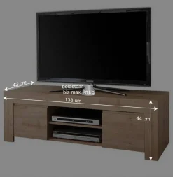 138x44x42 TV Unterschrank in Eichefarben - Karika