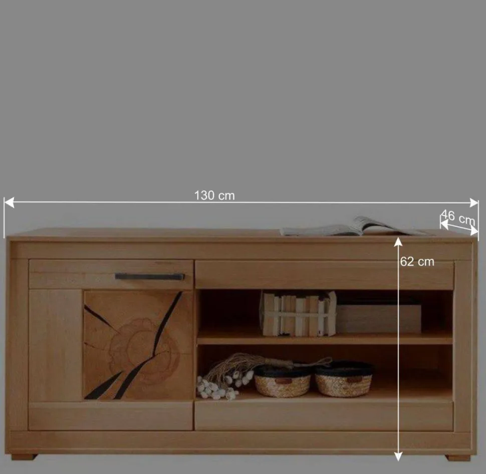 130x62x46 TV-Board aus Kernbuche Massivholz - Sarosca