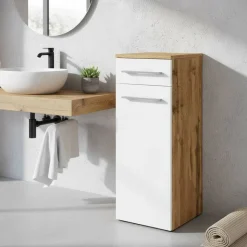 30x79x35 Unterschrank fürs Bad in Weiß & Wildeiche - Yazemina