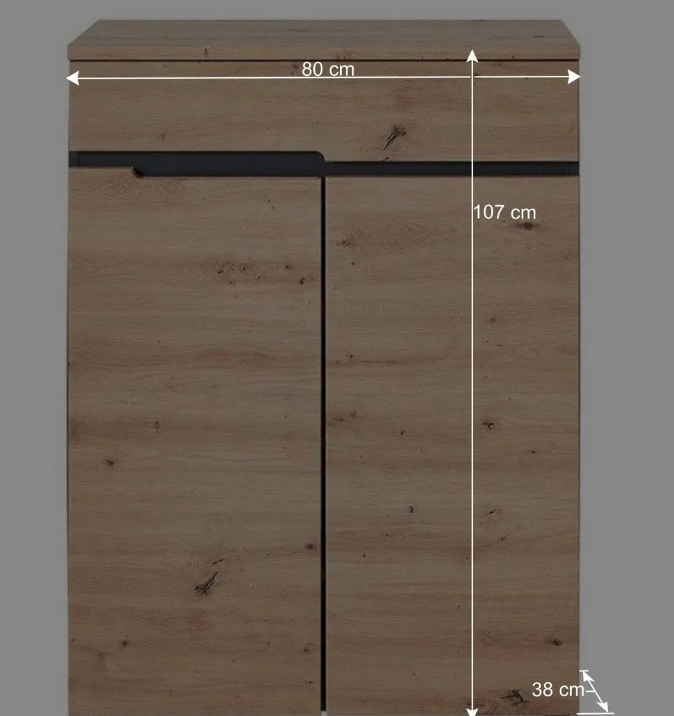 80x107x38 Vertiko für Schuhe in Wildeiche Optik - Kuetra