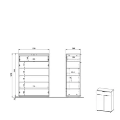 75x108x37 Vertiko für Schuhe in Wildeiche Dekor - Esdrusca