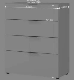 83x101x42 Vier-Schubladen-Kommode in Weiß - Thima