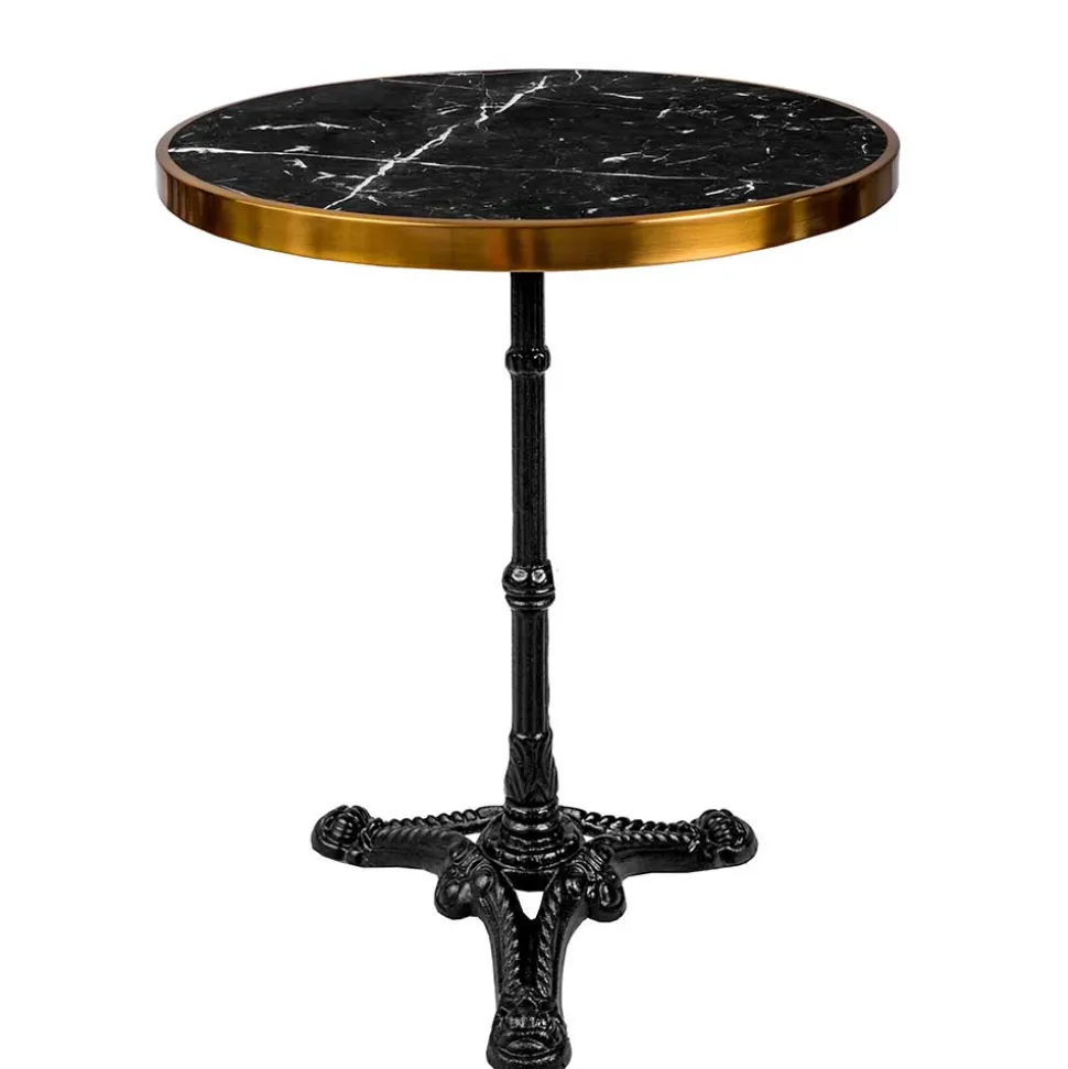 57x71x57 Vintage Bistrotisch aus Marmor in Schwarz - Mally