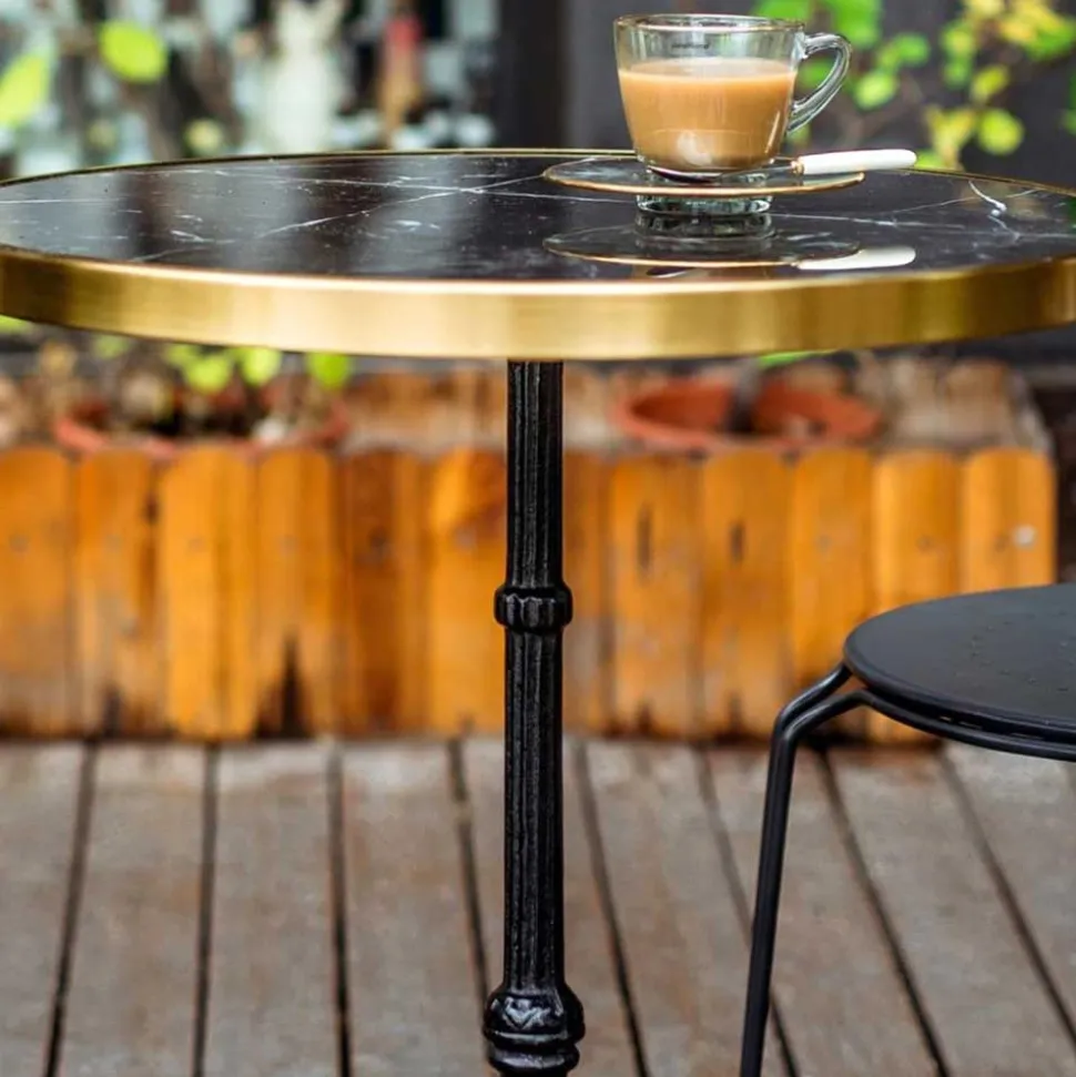 57x71x57 Vintage Bistrotisch aus Marmor in Schwarz - Mally