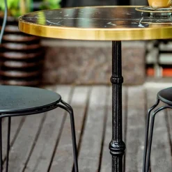 57x71x57 Vintage Bistrotisch aus Marmor in Schwarz - Mally