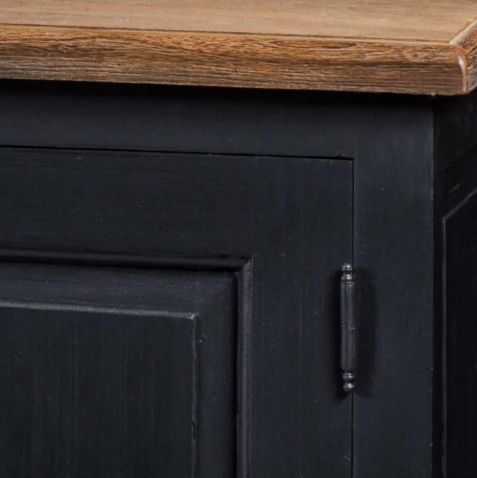 220x96x53 Vintage Design Anrichte in Schwarz - Niovan