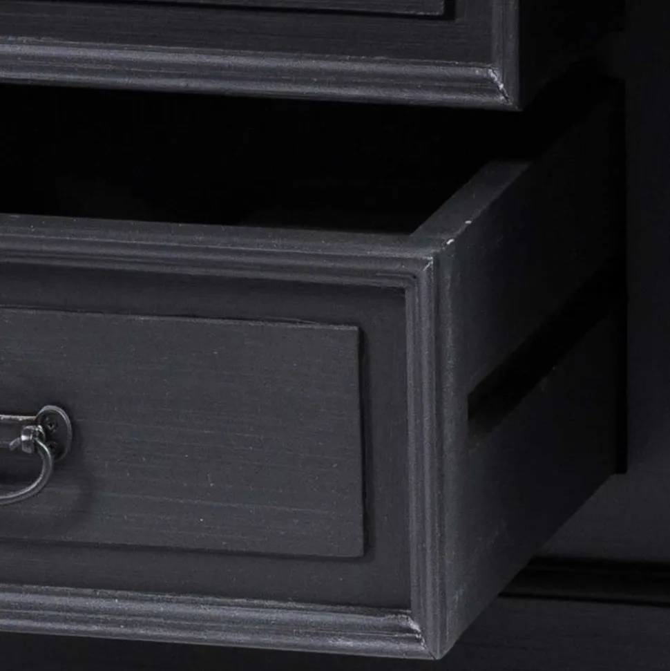 220x96x53 Vintage Design Anrichte in Schwarz - Niovan