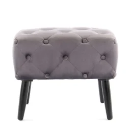 60x48x40 Vintage Design Hocker aus Samt Grau - Rino