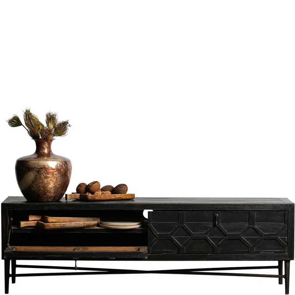 160x50x45 Vintage Design Lowboard in Schwarz - Illestra