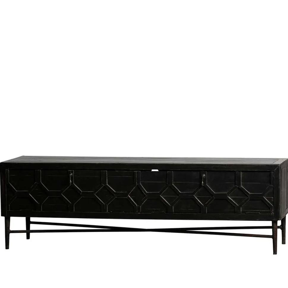 160x50x45 Vintage Design Lowboard in Schwarz - Illestra