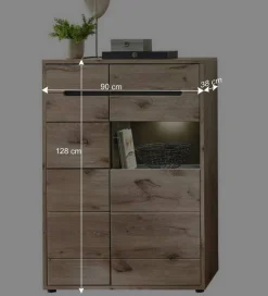 90x128x38 Vitrine Highboard in Wildeiche NB - Zelio