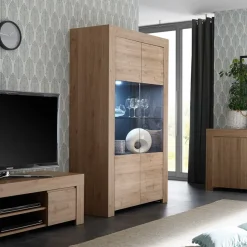 110x186x42 Vitrine in Eiche Nachbildung - Karika