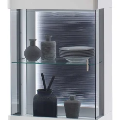60x208x38 Vitrine in Weiß & Anthrazit - Hazime