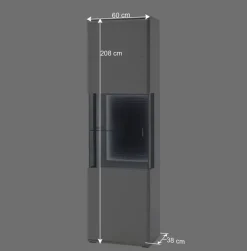 60x208x38 Vitrine in Weiß & Anthrazit - Hazime