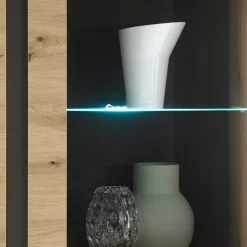 72x154x40 Vitrine in Wildeiche & Dunkelgrau - Lairian