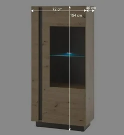 72x154x40 Vitrine in Wildeiche & Dunkelgrau - Lairian