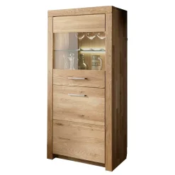 65x141x40 Vitrinenschrank aus Wildeiche Massivholz - Loitons
