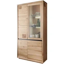 103x205x40 Vitrinenschrank aus Wildeiche Massivholz - Embleys
