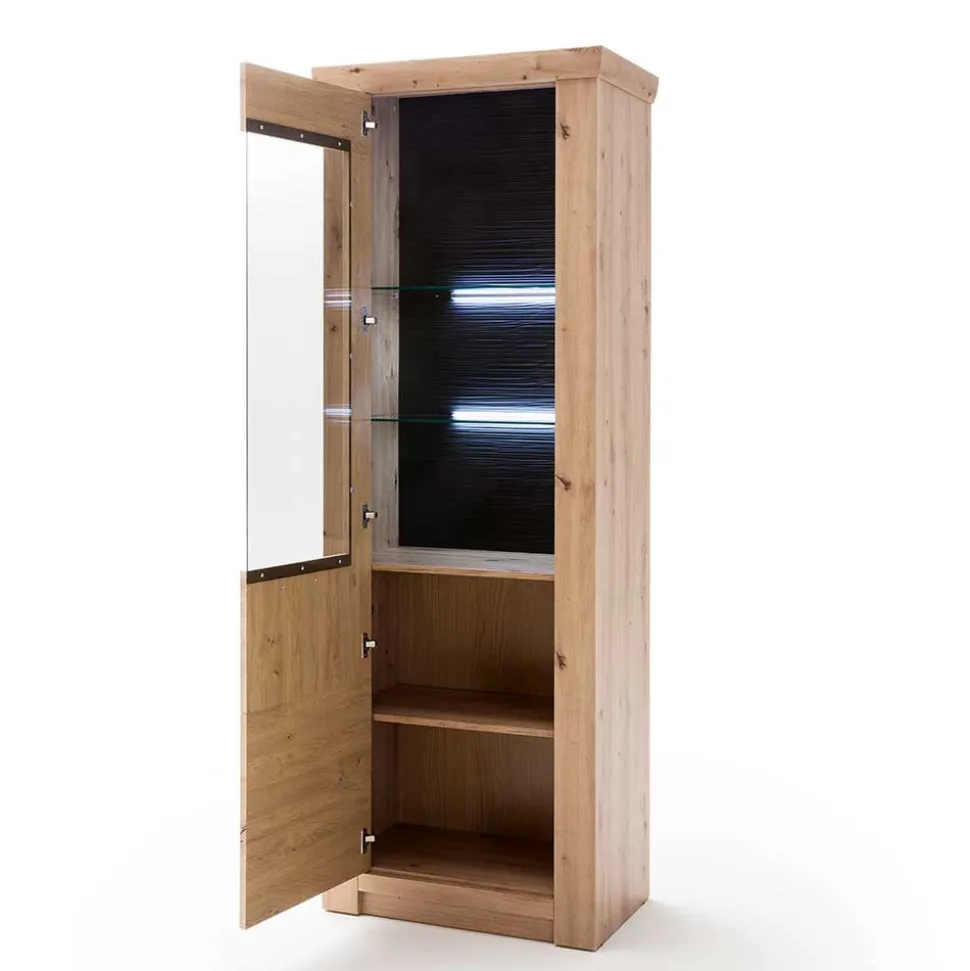 74x211x45 Vitrinenschrank in Eiche Dekor - Wykina