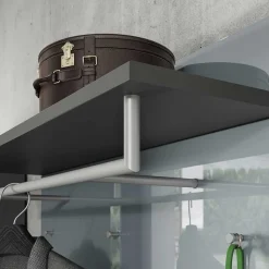 97x96x30 Wandgarderobe in Silbergrau Glas - Ilfred