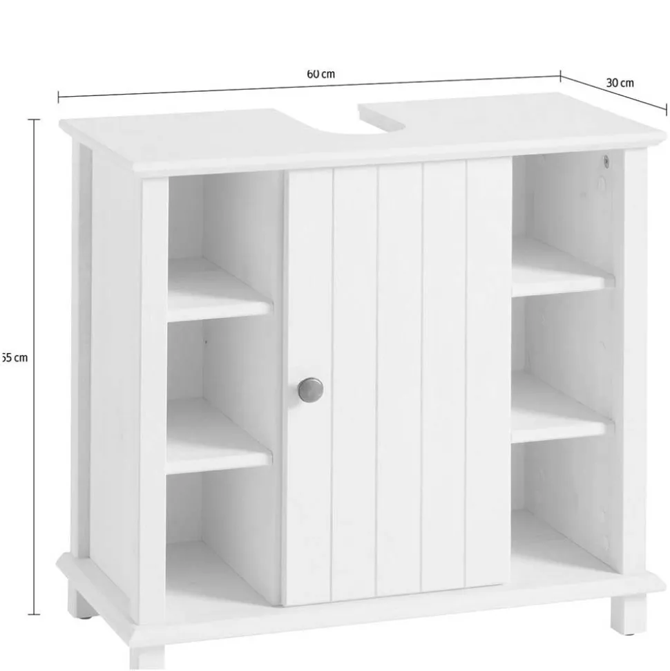 60x65x30 Waschbeckenunterschrank aus Massivholz - Akzinad