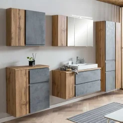 105x63x47 Waschtisch hängend in Wildeiche & Beton - Mia