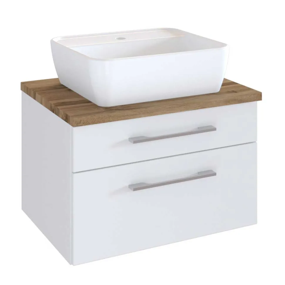 60x55x47 Waschtisch in Weiß Wildeiche - Enwicos