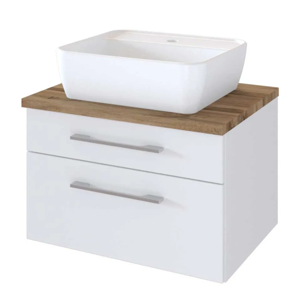 60x55x47 Waschtisch in Weiß Wildeiche - Enwicos