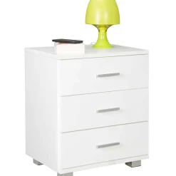 45x54x34 Weiße Nachtkommode mit Metallgriffen - Renero